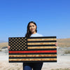 Plaque - Red Line Wooden Flag
