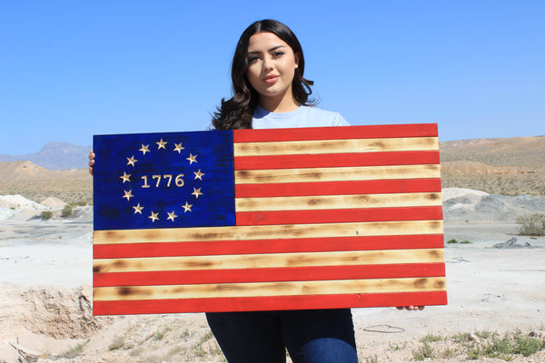 Plaque - Betsy Ross 1776 Wooden Flag