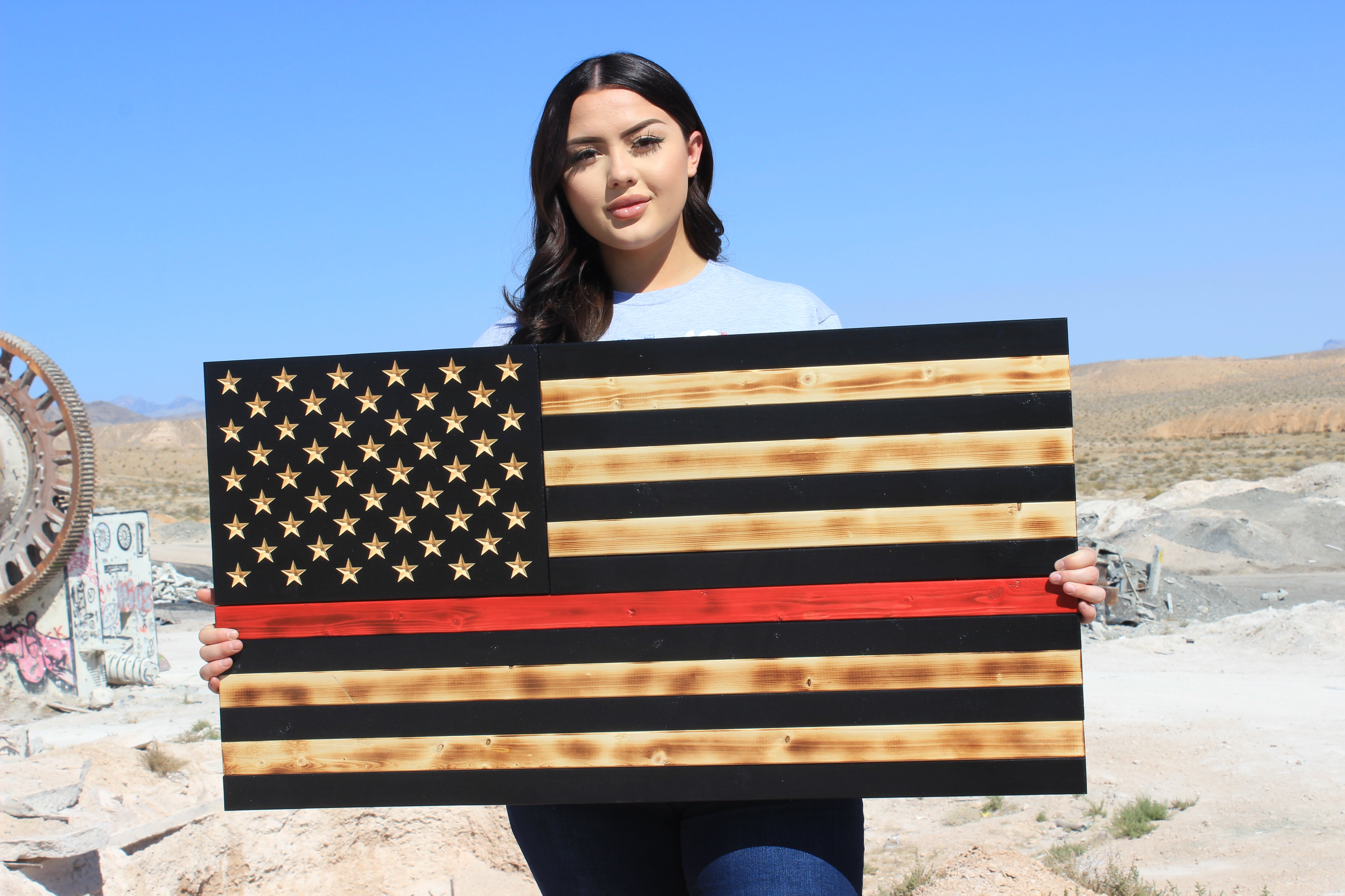 Red Barrel Studio® Tremonton USA Flag Color Design Patriotic Wooden Hearts  Decor